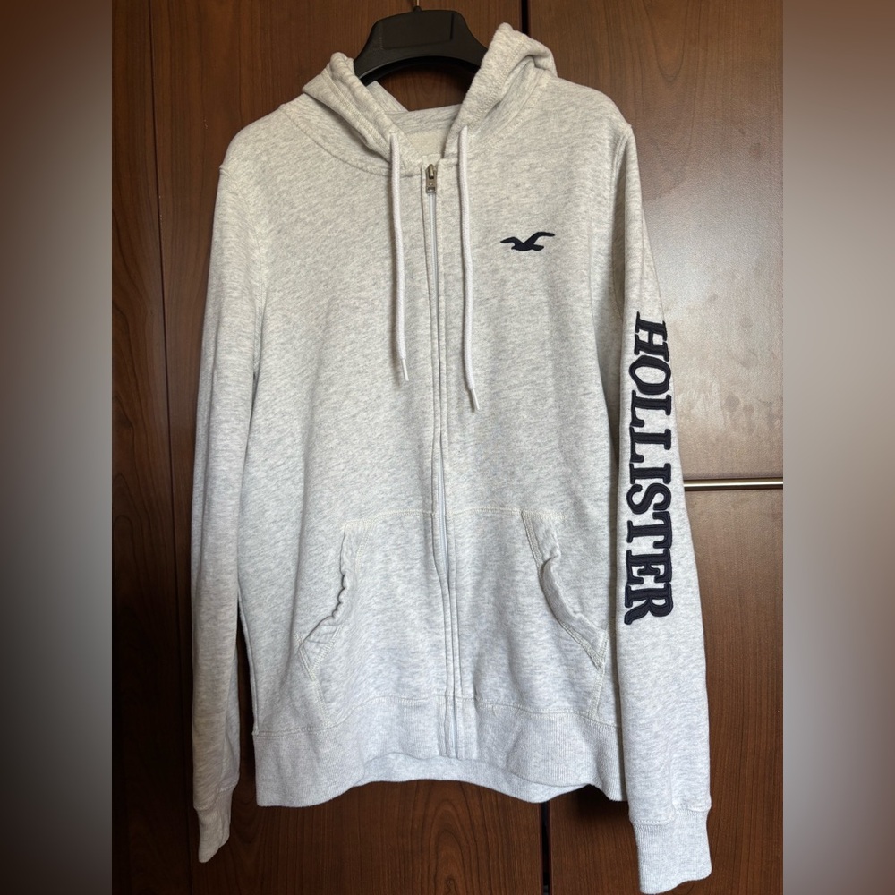 Hollister Gray Sweatshirt Relaxed Fit Cotton-Blend